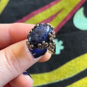 VTG Cottagecore Sodalite Sterling Silver 925 Size 6 1/2 Ring